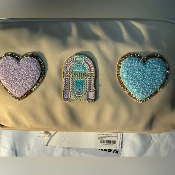 Stoney clover lane small pouch sand hearts custom patches diner jukebox nwt - Picture 4 of 4